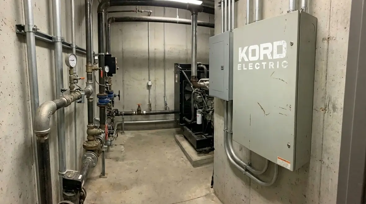 Technician integrating generator with commercial electrical switchgear
