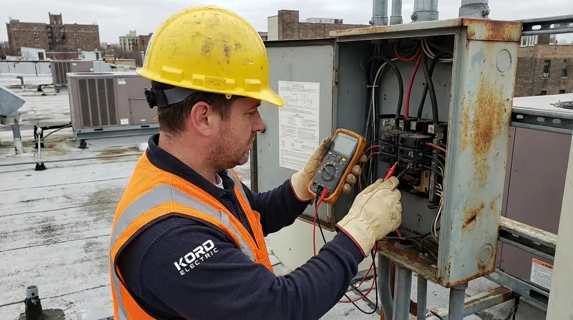 Post-storm inspection of electrical panels and rooftop equipment