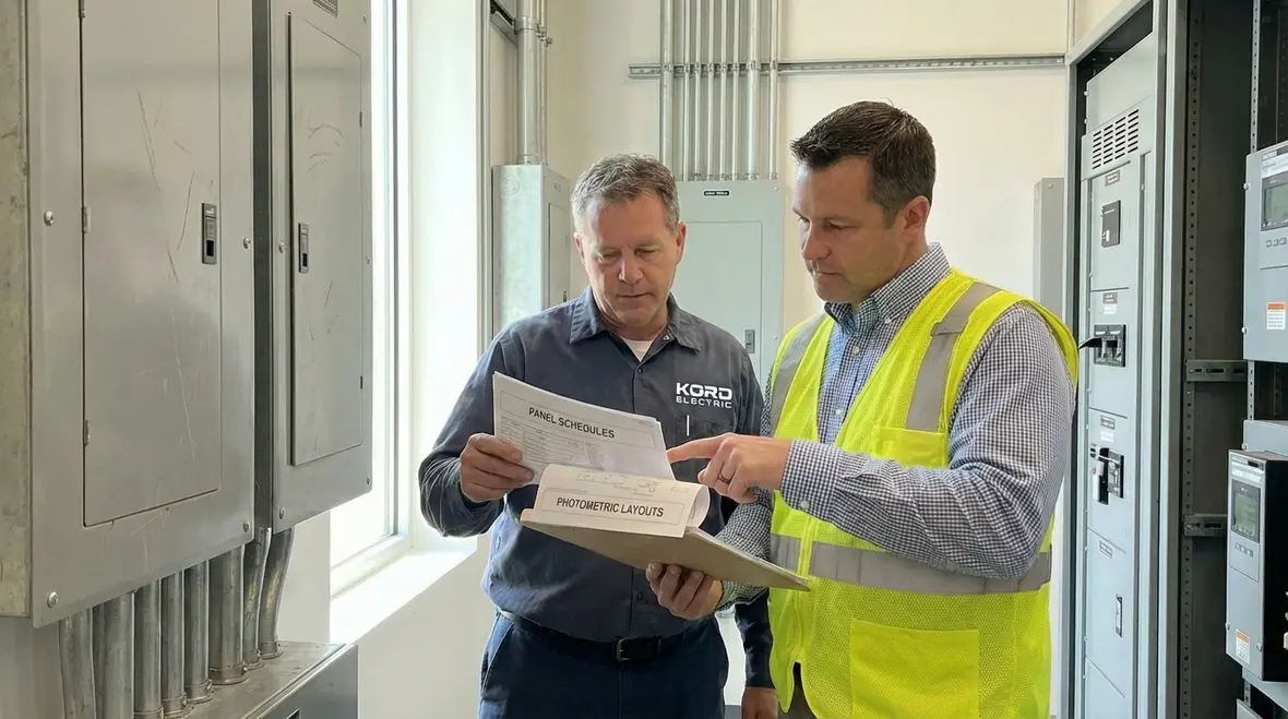 Well-organized commercial electrical panels ready for lighting inspection