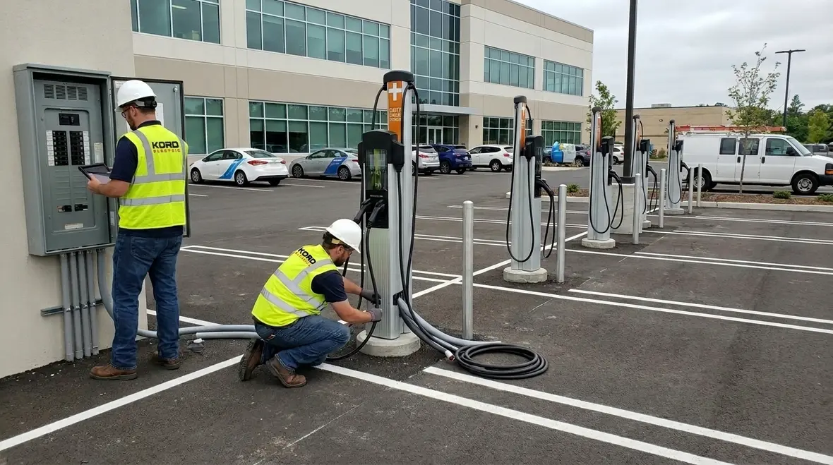 Commercial EV charging infrastructure installation
