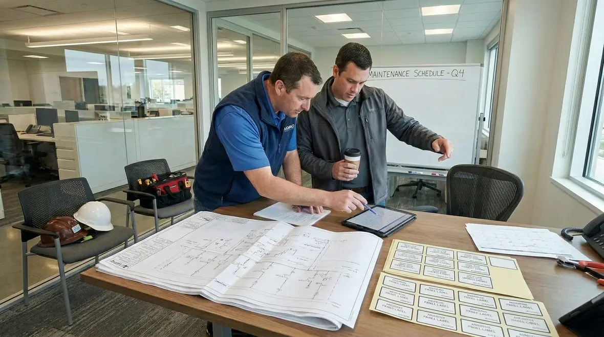 Planned commercial electrical maintenance schedule in use