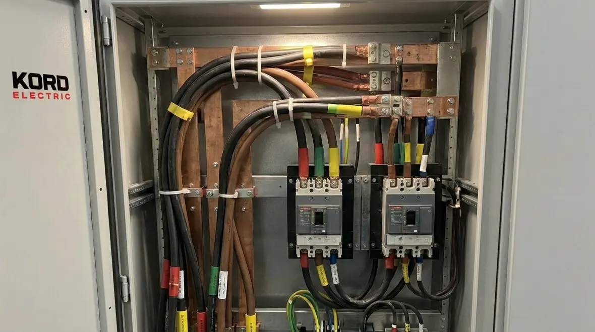 Technician performing preventive maintenance on a commercial electrical panel