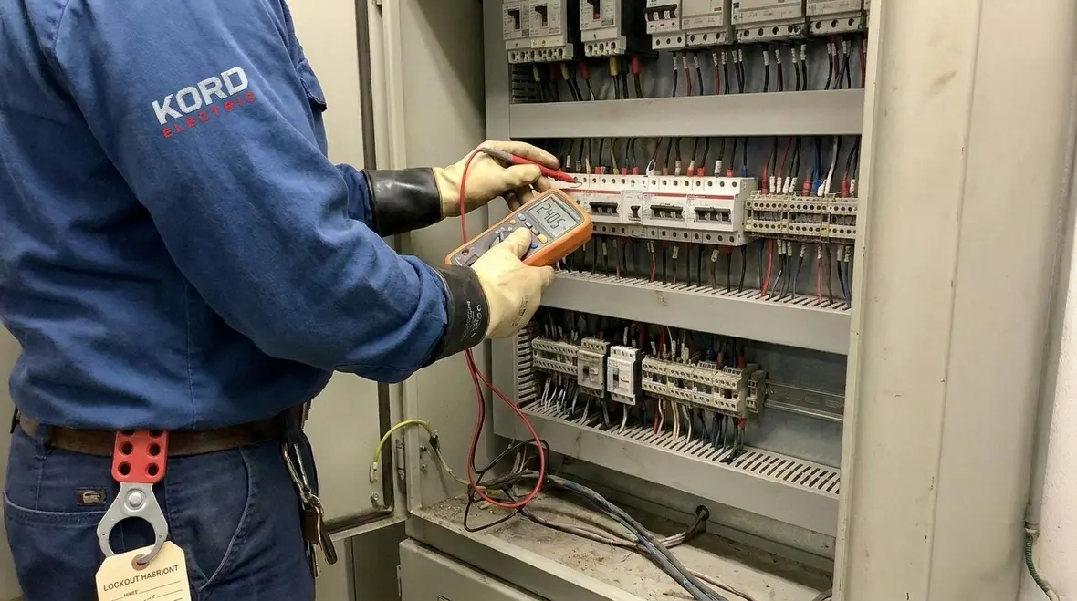 Technicians performing preventive maintenance in a data center