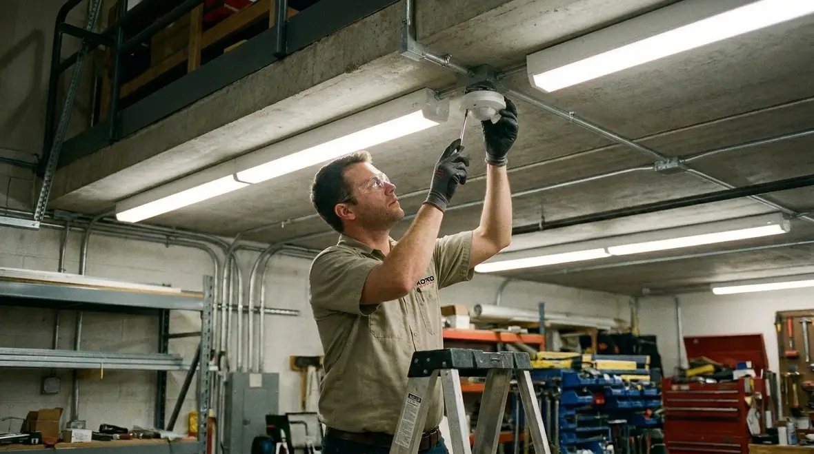 Sensor-based advanced lighting controls reducing waste in a commercial facility