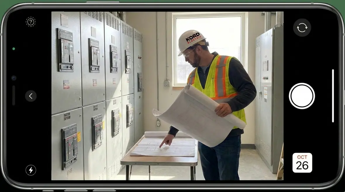 Technicians reviewing a commercial Electrical Infrastructure Modernization Strategy in an electrical room