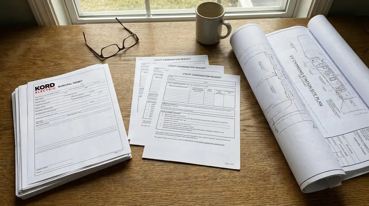 Underground conduit and routing paths prepared for commercial EV chargers