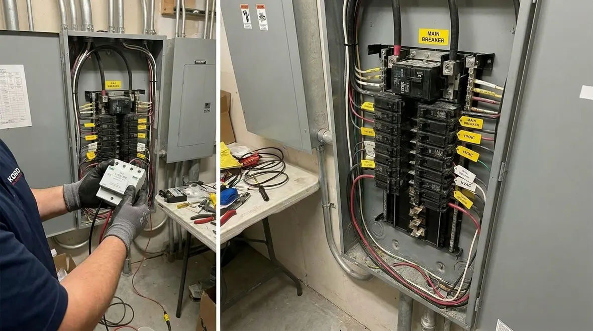 Commercial electrical distribution gear with surge protection installed