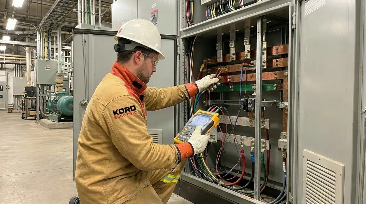 Power quality analyzer monitoring voltage in a commercial building