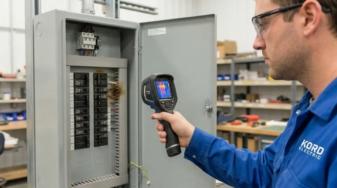 Infrared inspection detecting overheating components in a commercial electrical system