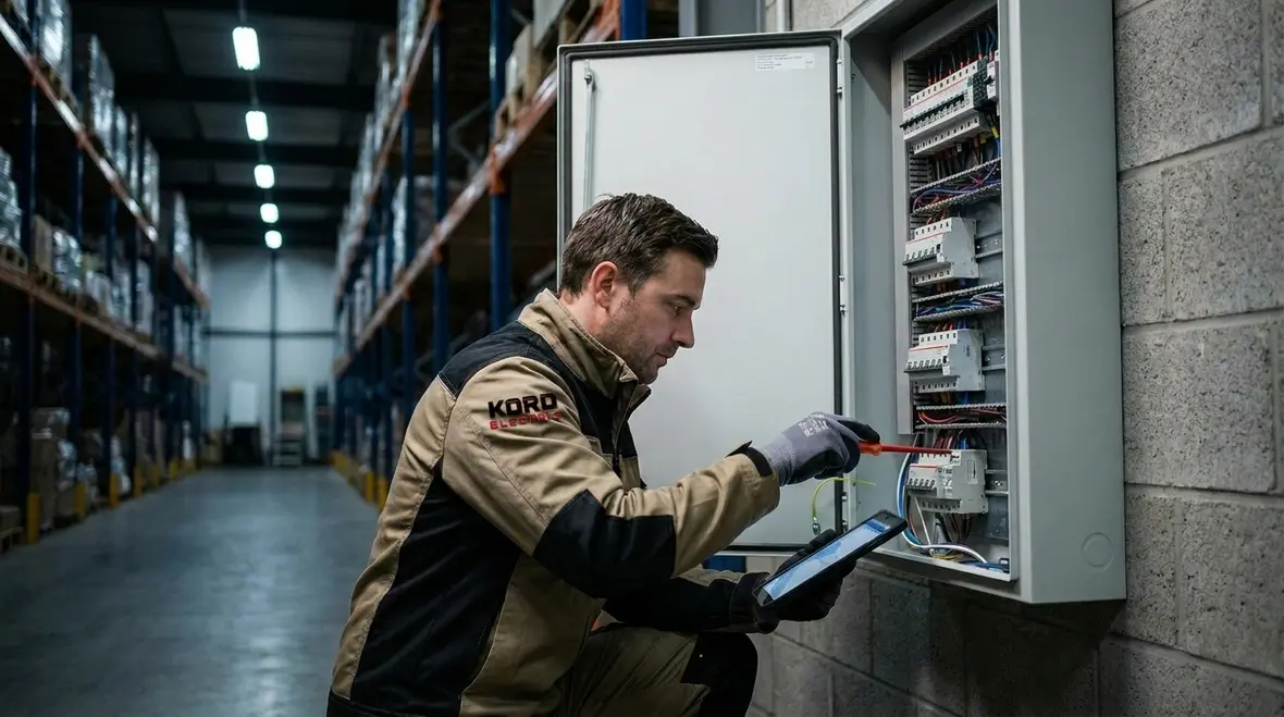 Technician configuring Title 24 lighting control schedules