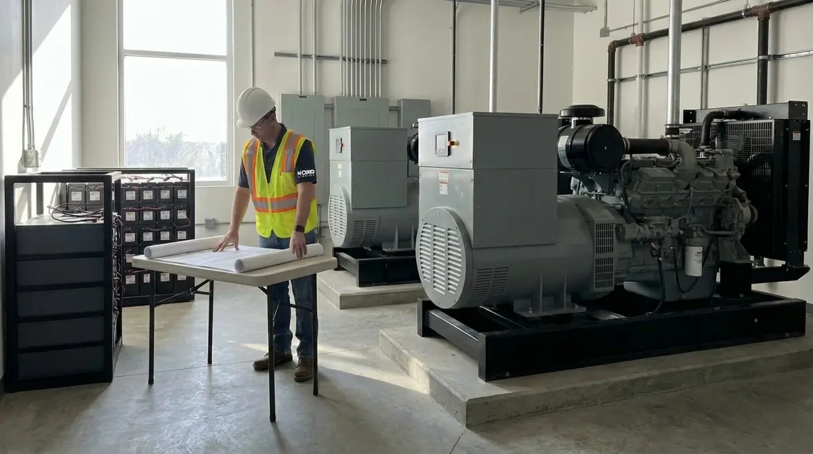 Battery backup cabinet supporting critical systems in a large facility