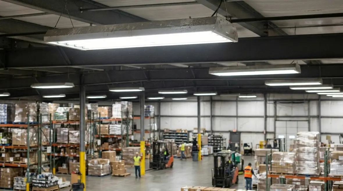 Warehouse lighting controls aligned with shift patterns