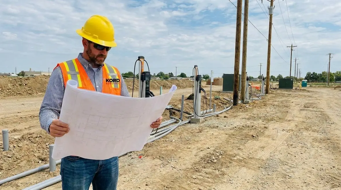 Commercial EV charging infrastructure site planning at a major property