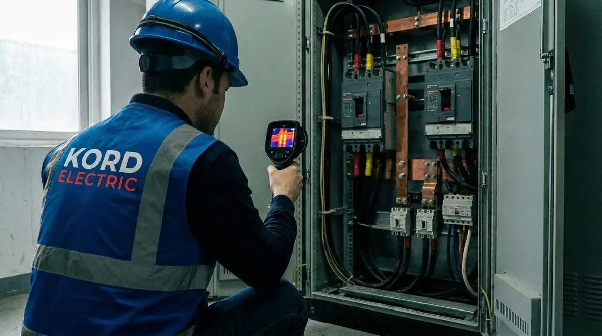 Thermal imaging inspection of an electrical panel in a commercial facility