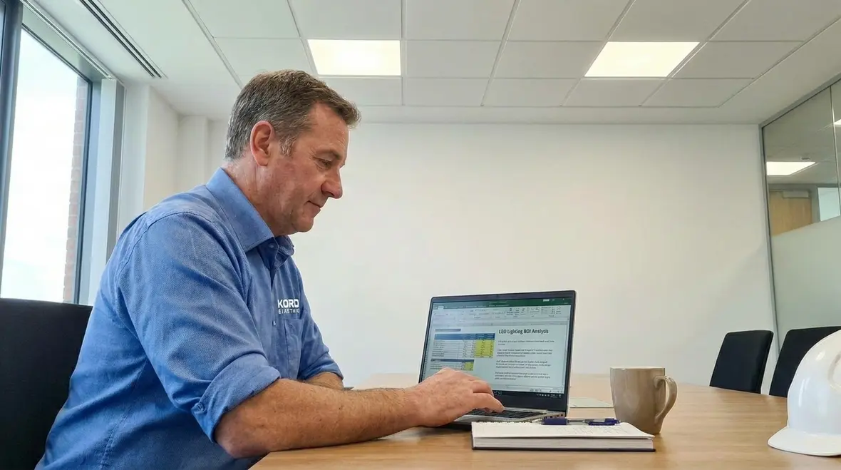 LED fixtures installed in a large commercial facility