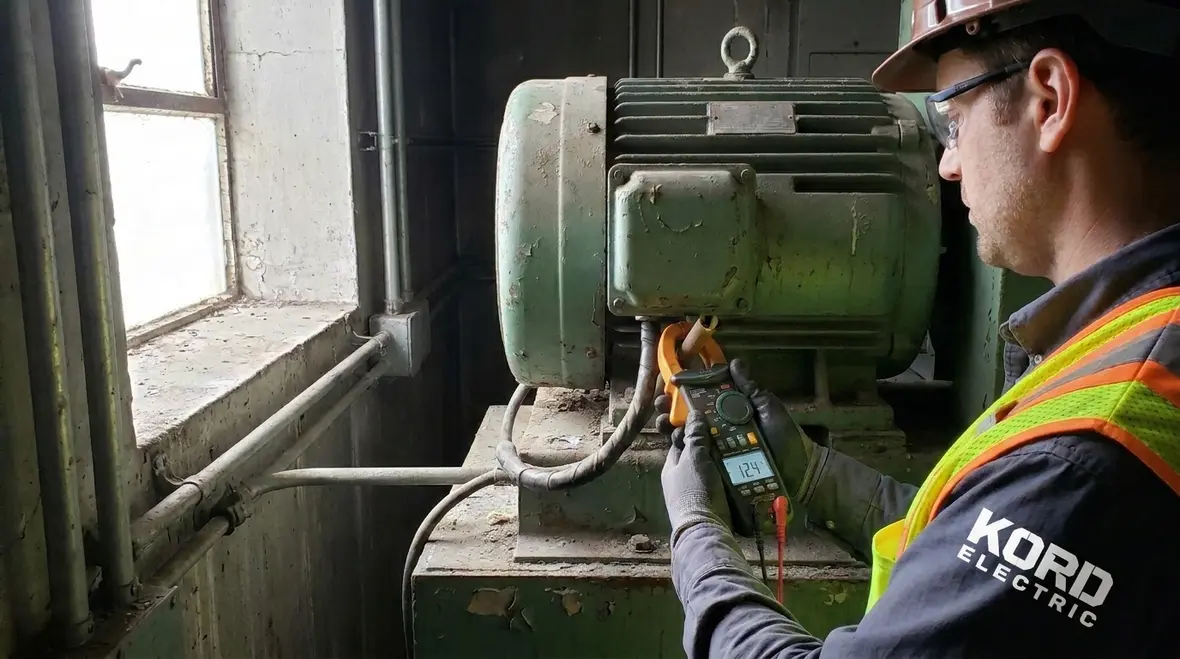 Engineers reviewing commercial building load profiles for demand management