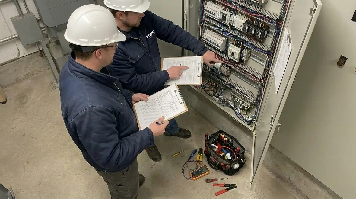 Step-by-step commercial electrical panel replacement work in progress