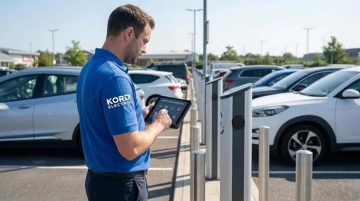 Commercial EV charging station layout designed for future scalability