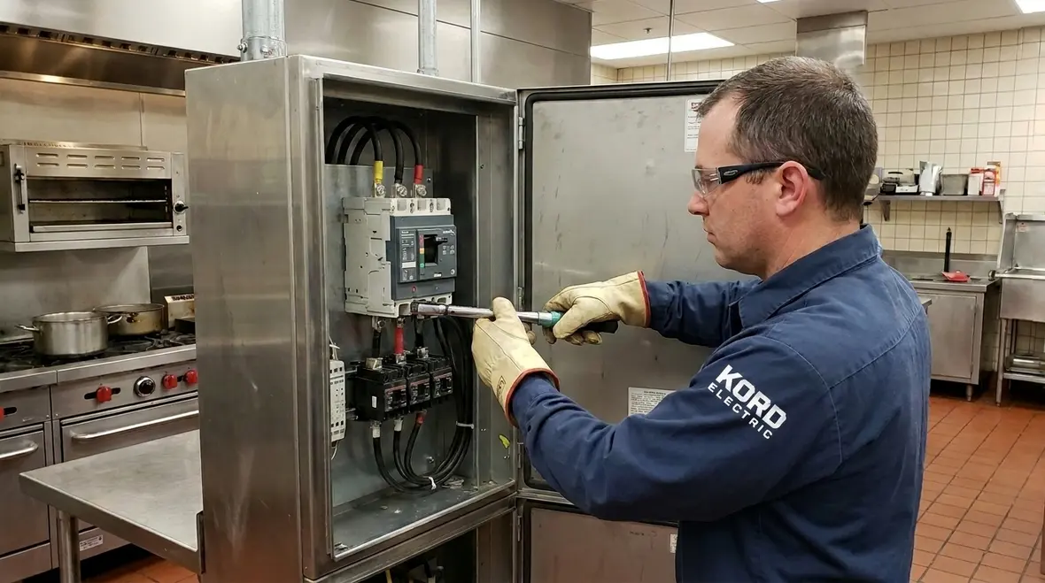 Inspection of commercial kitchen electrical distribution equipment