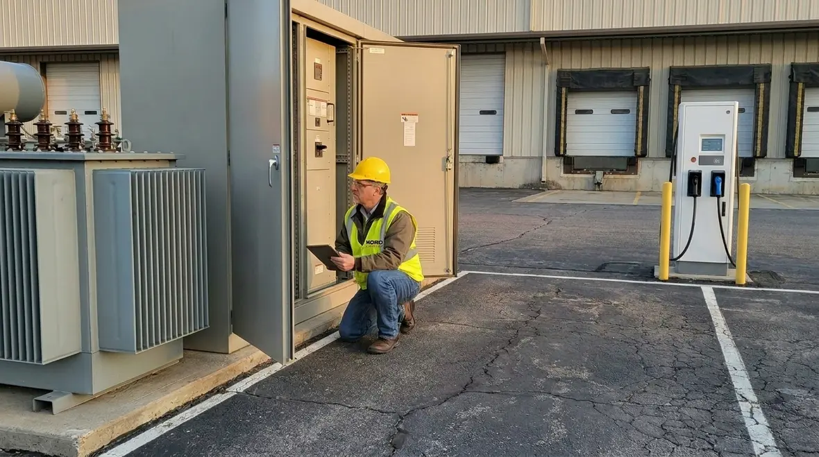 EV fleet charging layout planning at a commercial facility