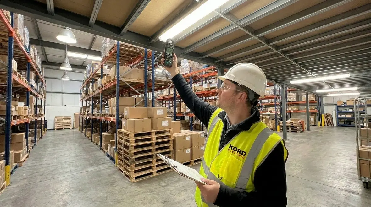 Lighting audit in warehouse aisles
