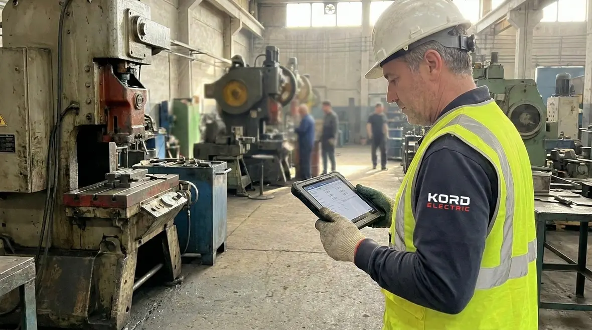 Technician reviewing an electrical panel during renovation capacity planning