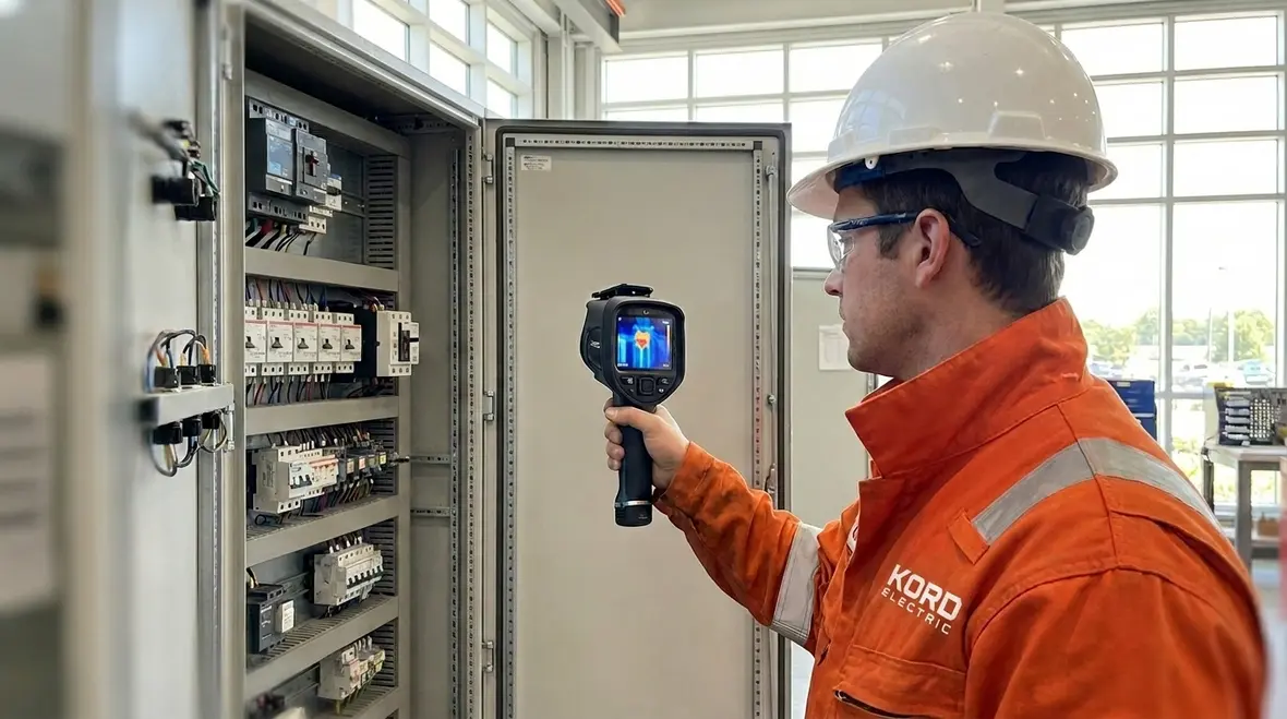 Planned commercial and industrial electrical maintenance in progress