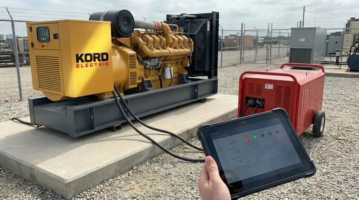 Commercial facility running staged load testing during an outage simulation