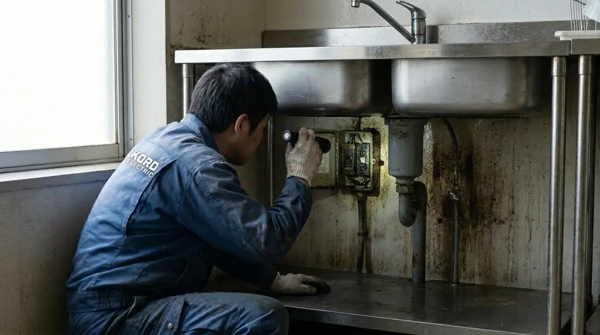 Electrical enclosures in a commercial kitchen protected from water and grease