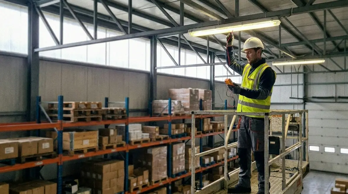 Commercial lighting troubleshooting in a large warehouse environment
