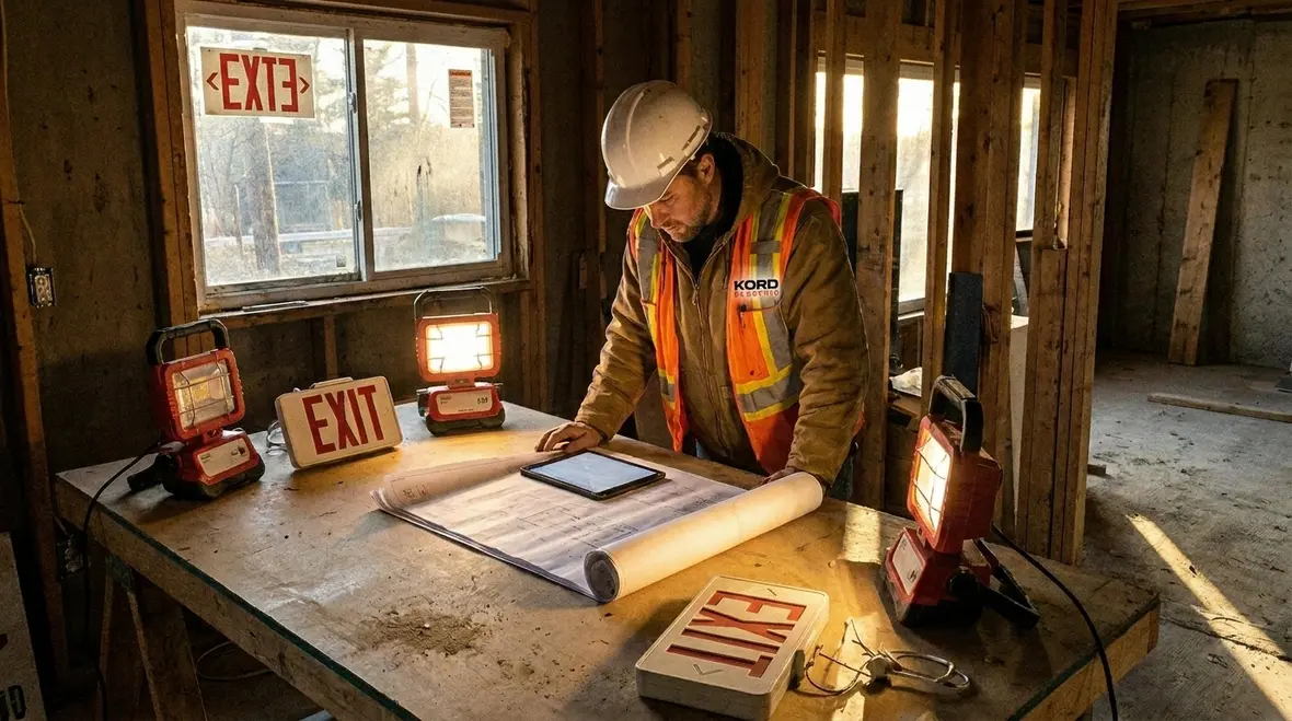 Code compliant emergency egress lighting in an industrial stairwell