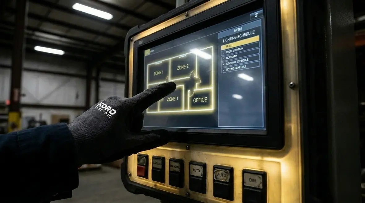 Warehouse lighting zones and smart controls reducing energy use