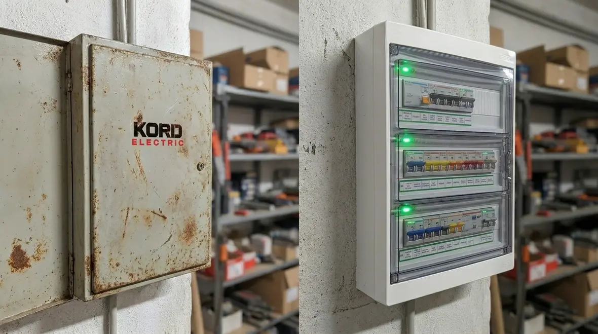 Aging commercial electrical panel with heavy load and repair history