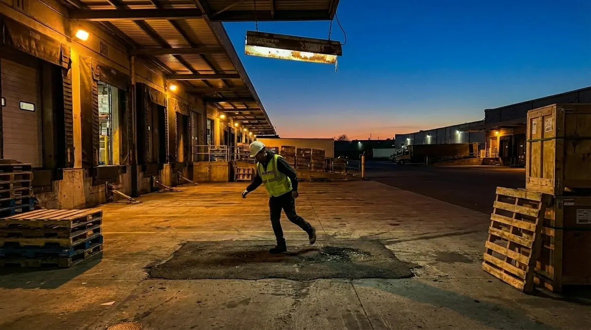 Commercial parking structure with bright security-focused lighting