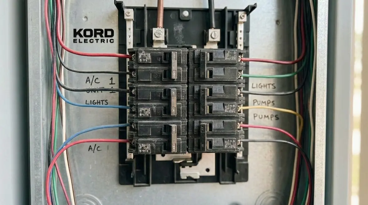 Technician checking a commercial electrical panel for phase balance