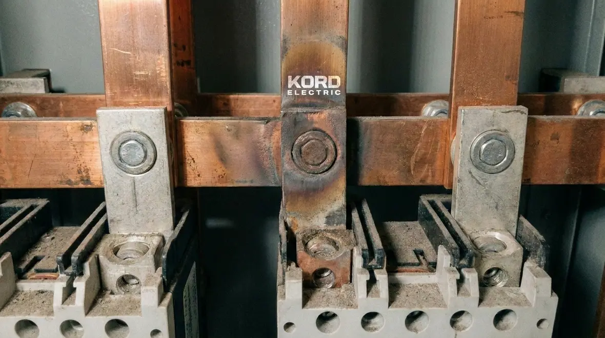 Electrical technician performing diagnostic tests for panel load imbalance