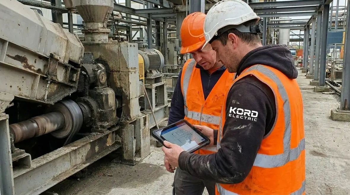 Commercial switchgear and motor control center under inspection