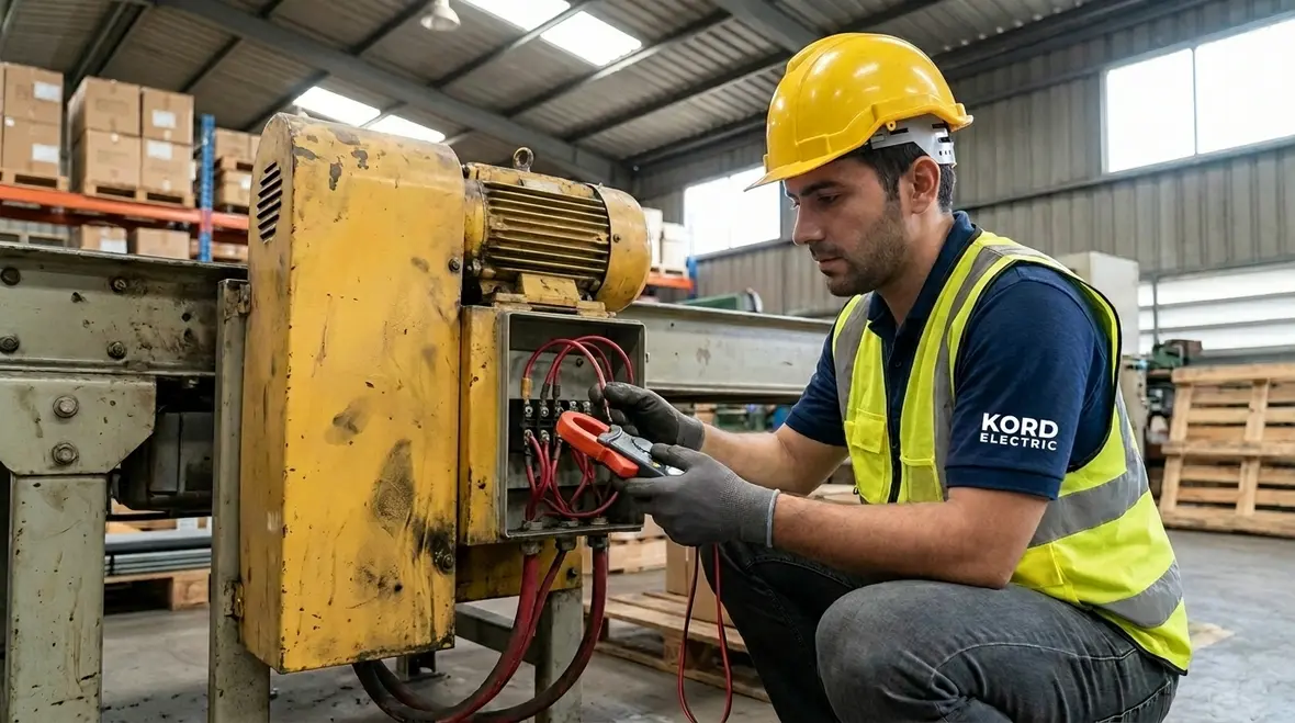 Warehouse conveyor and motor systems checked during electrical maintenance