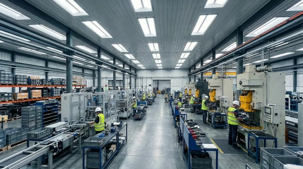 Energy efficient recessed LED lighting in an industrial facility