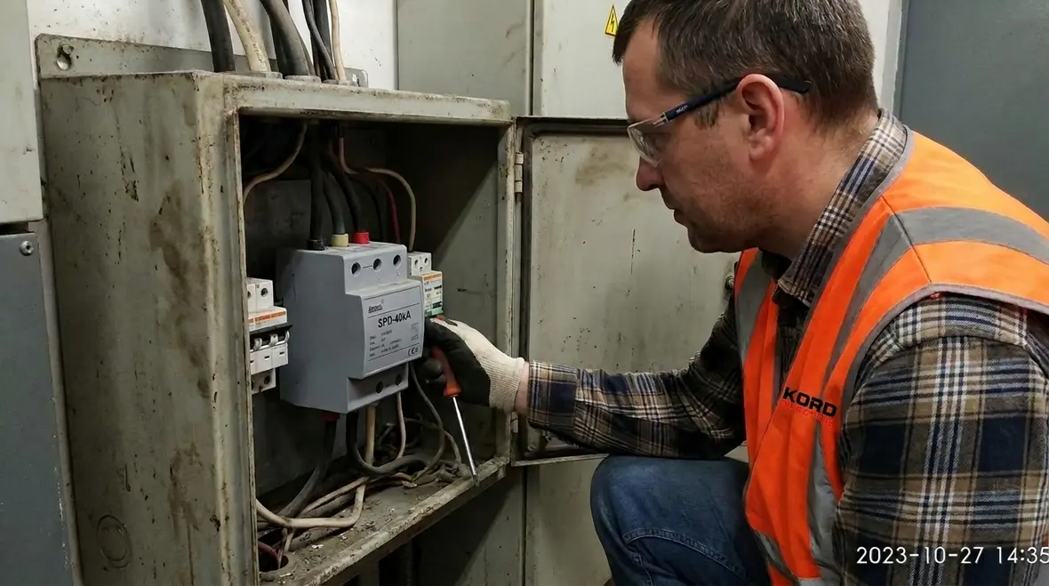 Surge protected commercial electrical room with labeled panels