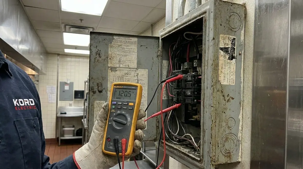 Commercial kitchen equipment protected from voltage fluctuations