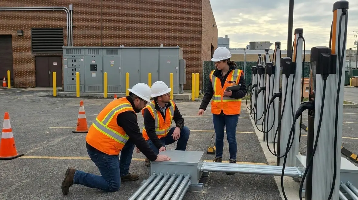 Commercial EV charging stations planned for a large warehouse campus