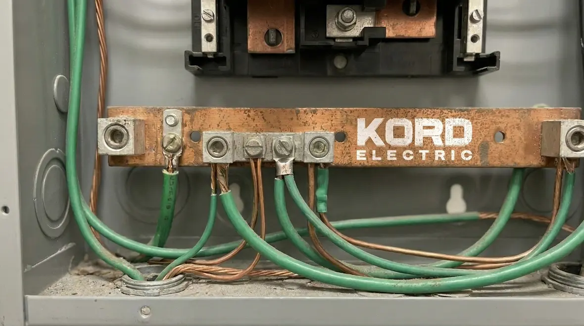 Technician inspecting overcurrent protection in a commercial electrical panel