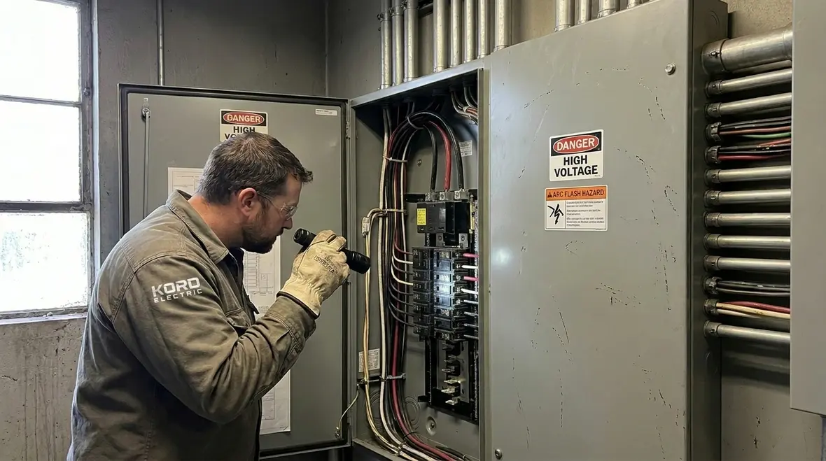 Emergency shutoff installation in a commercial electrical room