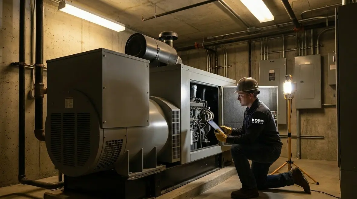 Standby generator and emergency electrical system installed to meet 2023 NEC requirements