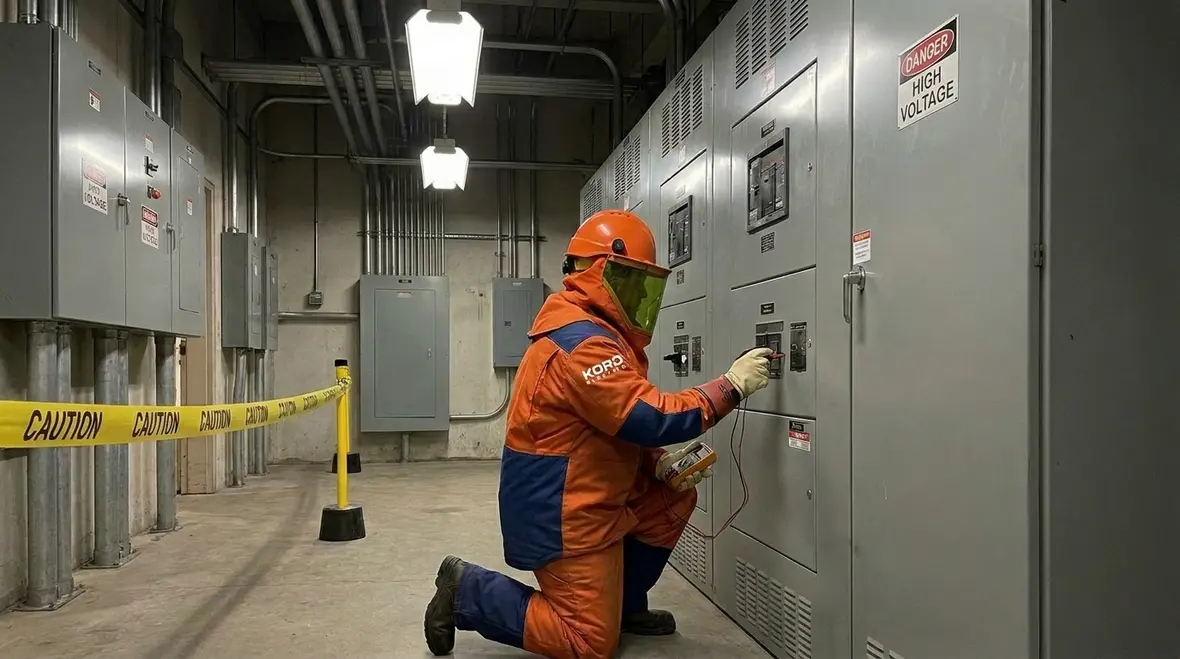 Electrician updating panel schedules and circuit labels for inspection