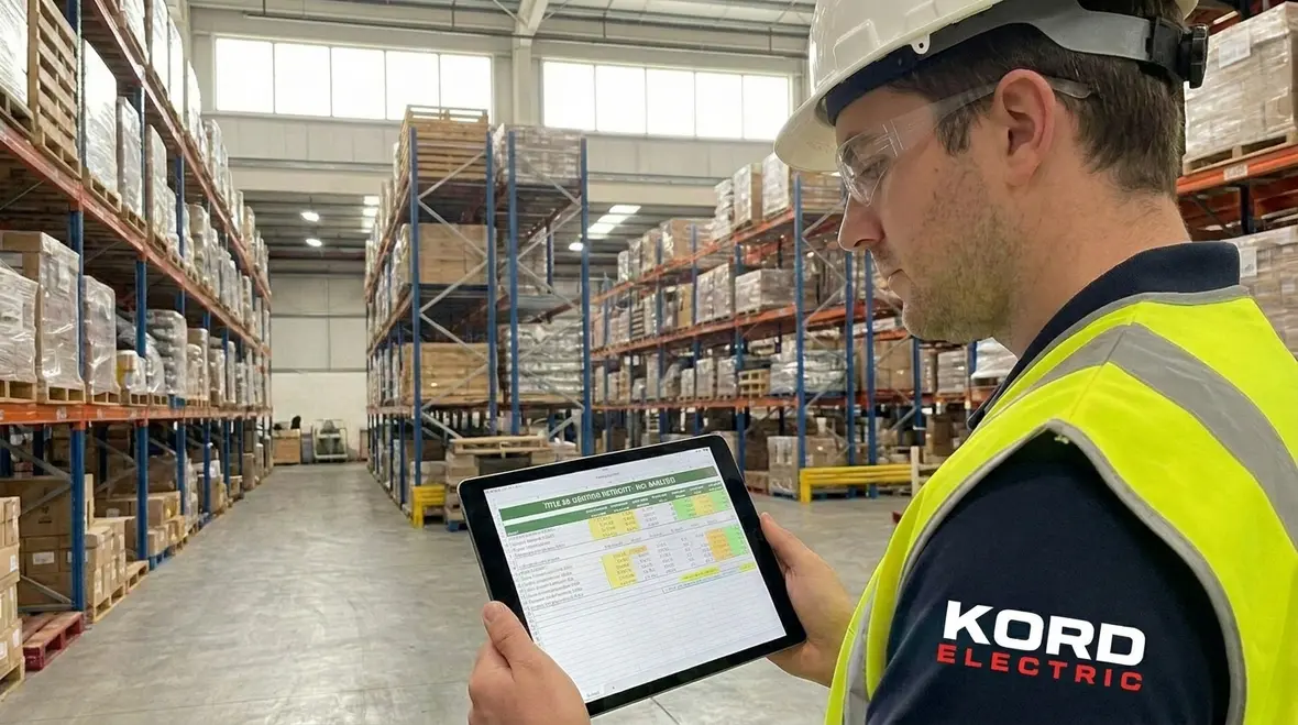 Warehouse lighting retrofit team reviewing California Title 24 ROI calculations