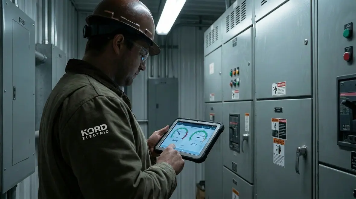 Smart electrical monitoring equipment installed in a commercial electrical room