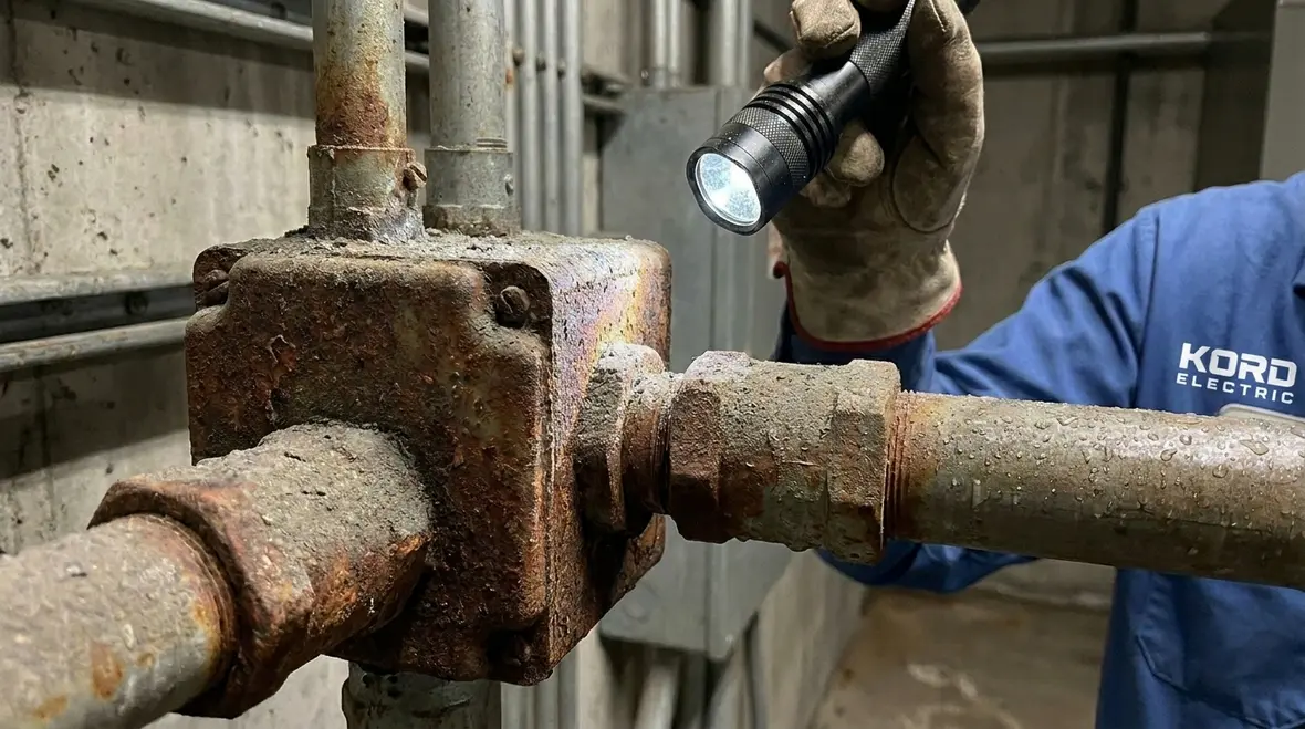 Commercial electrical panel in an industrial environment exposed to heat and moisture