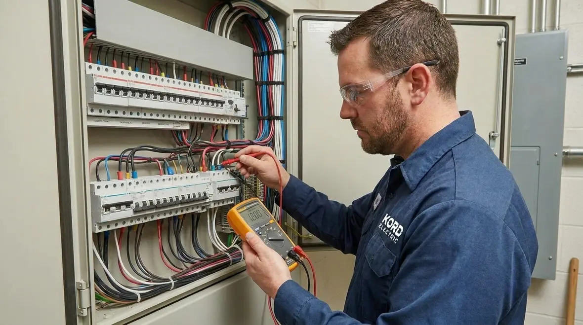 Commercial lighting control power and signal verification at distribution panel